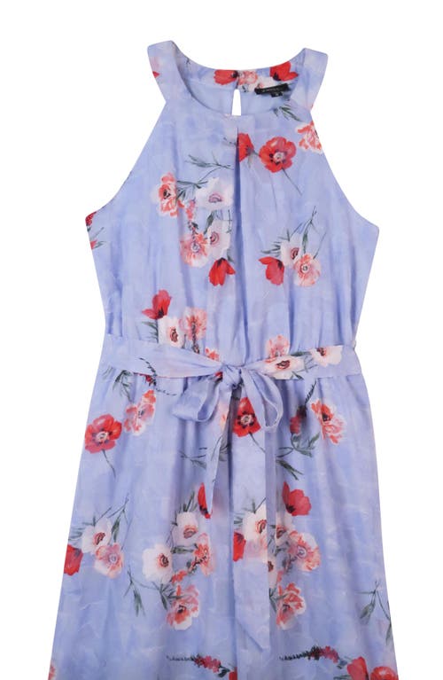 Shop Zunie Floral Burnout Chiffon Jumpsuit In Periwinkle