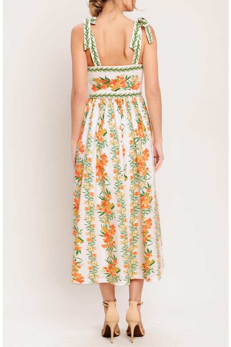 Floral Tie Strap Midi Sundress, Alternate, color, IVORY MULTI FLORAL
