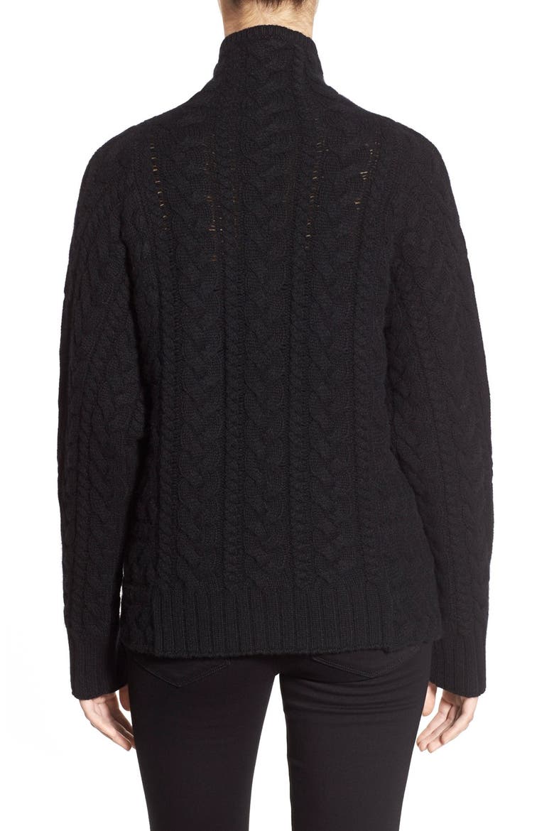 Cable Cashmere Sweater, Alternate, color, BLACK