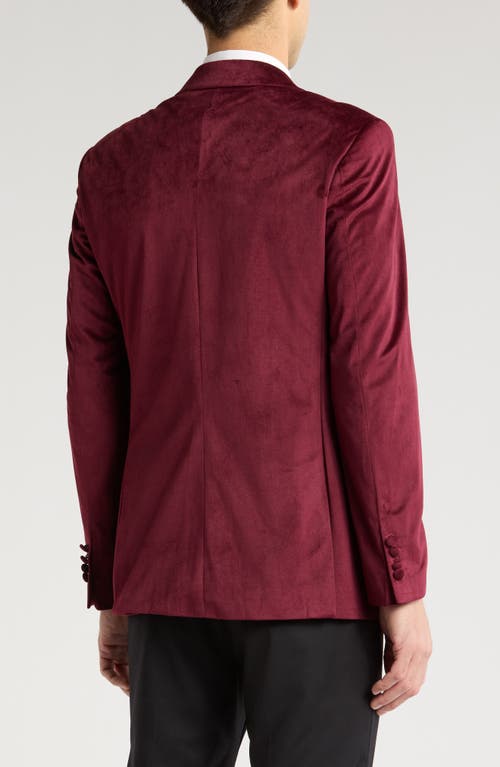 Tahari Slim Fit Velour Blazer In Burgundy
