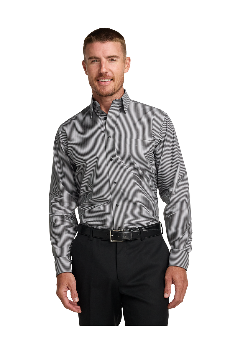 Cotton Point Collar Poplin Slim Contrast Trim Button Cuff Long Sleeve, Alternate, color, Black