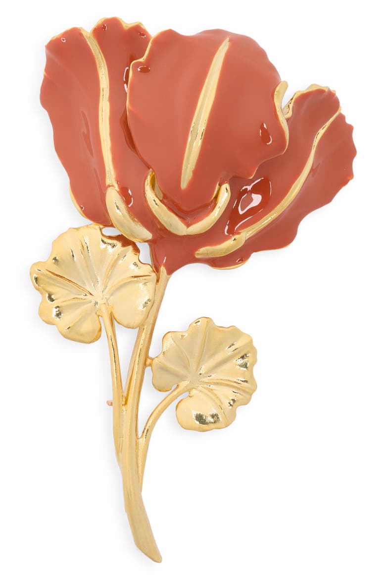 Enamel Flower Pin, Main, color, RED