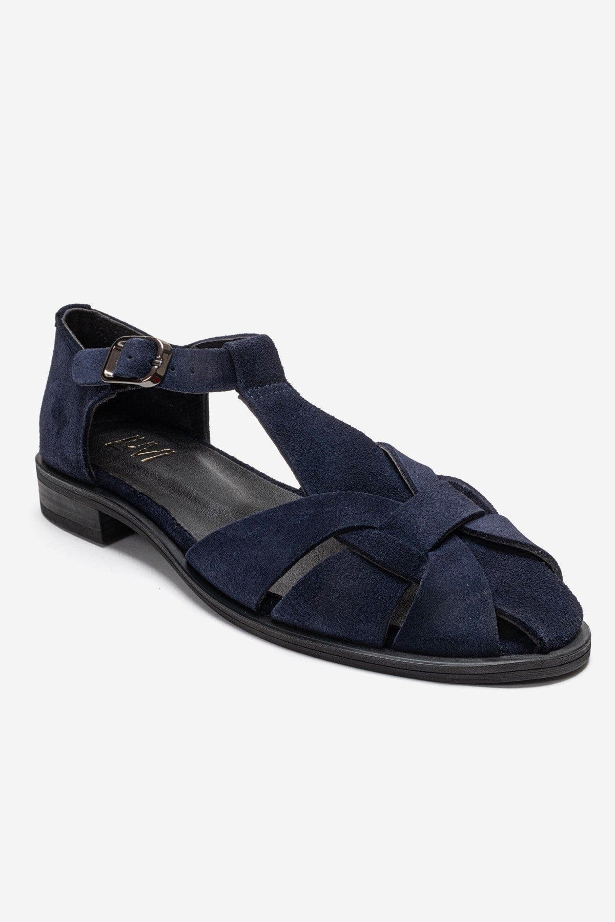 Forever & Always Shoes Dexara Leather Sandal, Alternate, color, Navy Suede