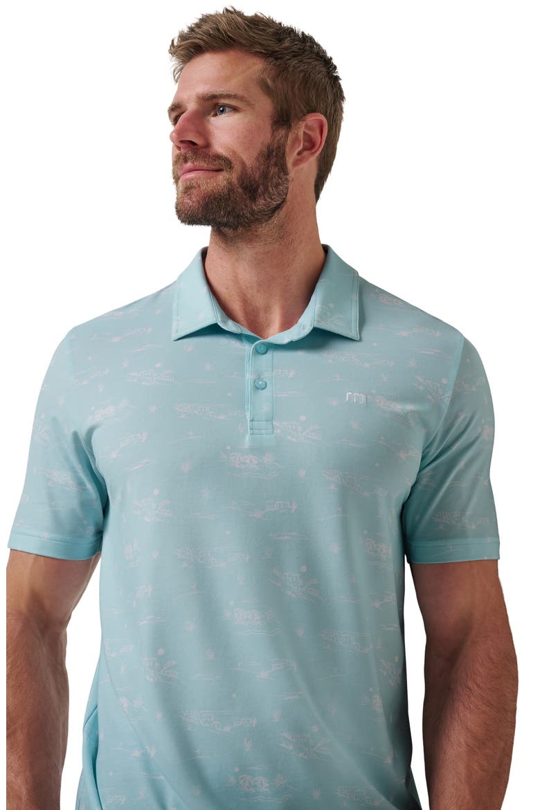 Featherweight City Tropical Print Polo, Alternate, color, CORY BLUE