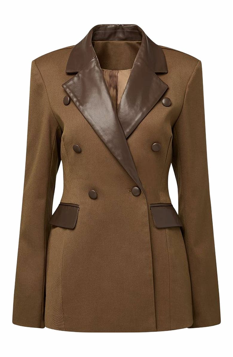 WeWoreWhat Fitted Blazer, Main, color, Kangaroo/Brown