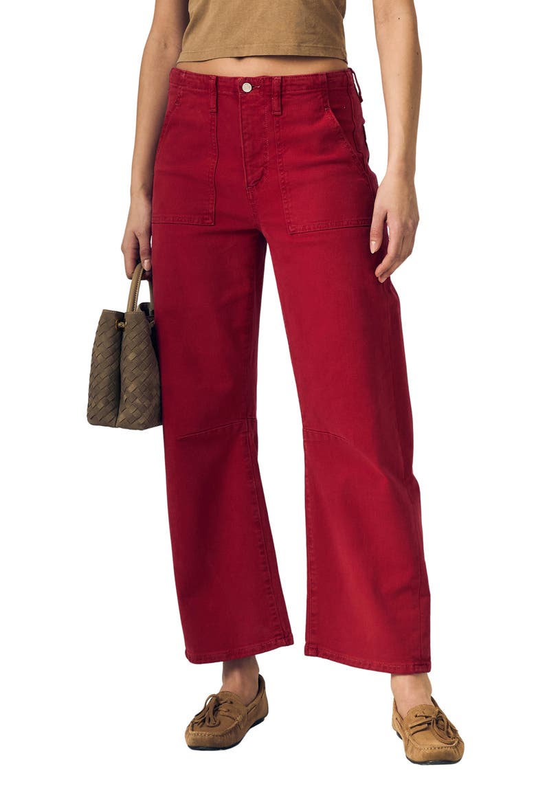 Petite Utility Soft Barrel Jeans, Main, color, RED
