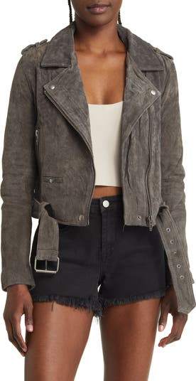 BLANKNYC Faux Suede Moto Bomber Jacket Vapor Nordstrom Grey Large online Women’s