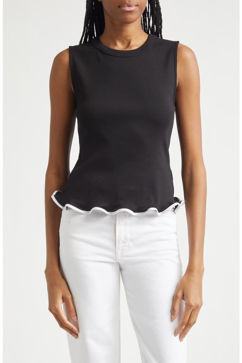 Elianne Rib Stretch Cotton Tank, Main, color, BLACK