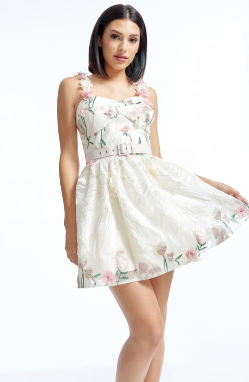 DRESS THE POPULATION DRESS THE POPULATION DARBY 3D FLOWER FIT & FLARE MINIDRESS 