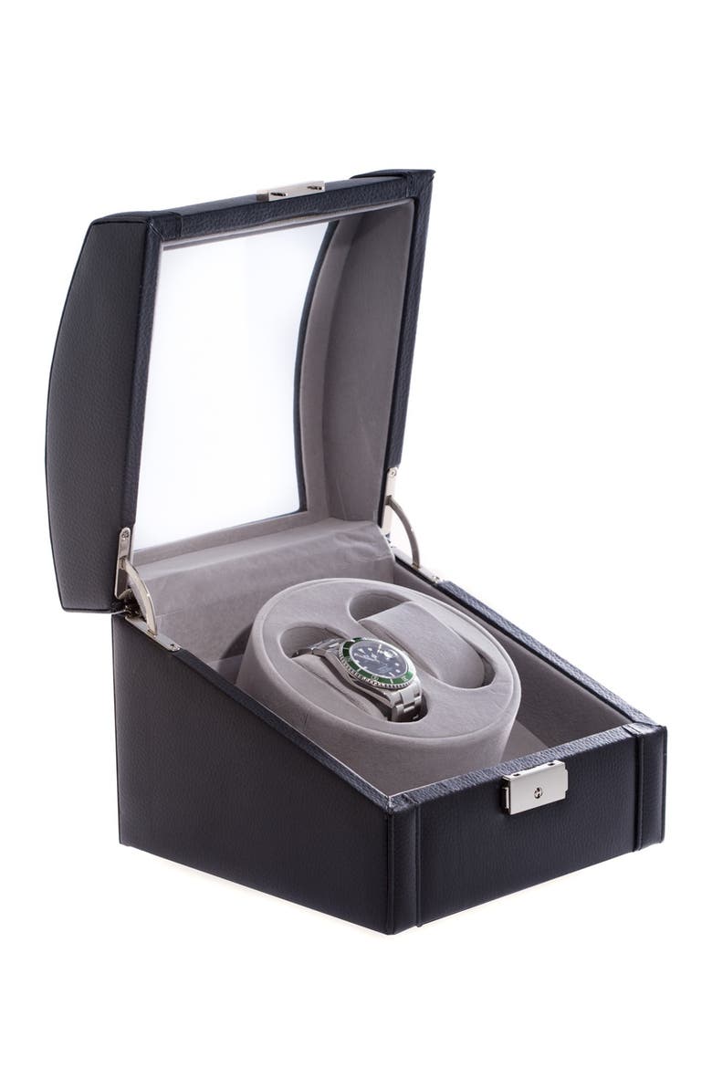 Black Leather Watch Winder, Main, color, BLACK