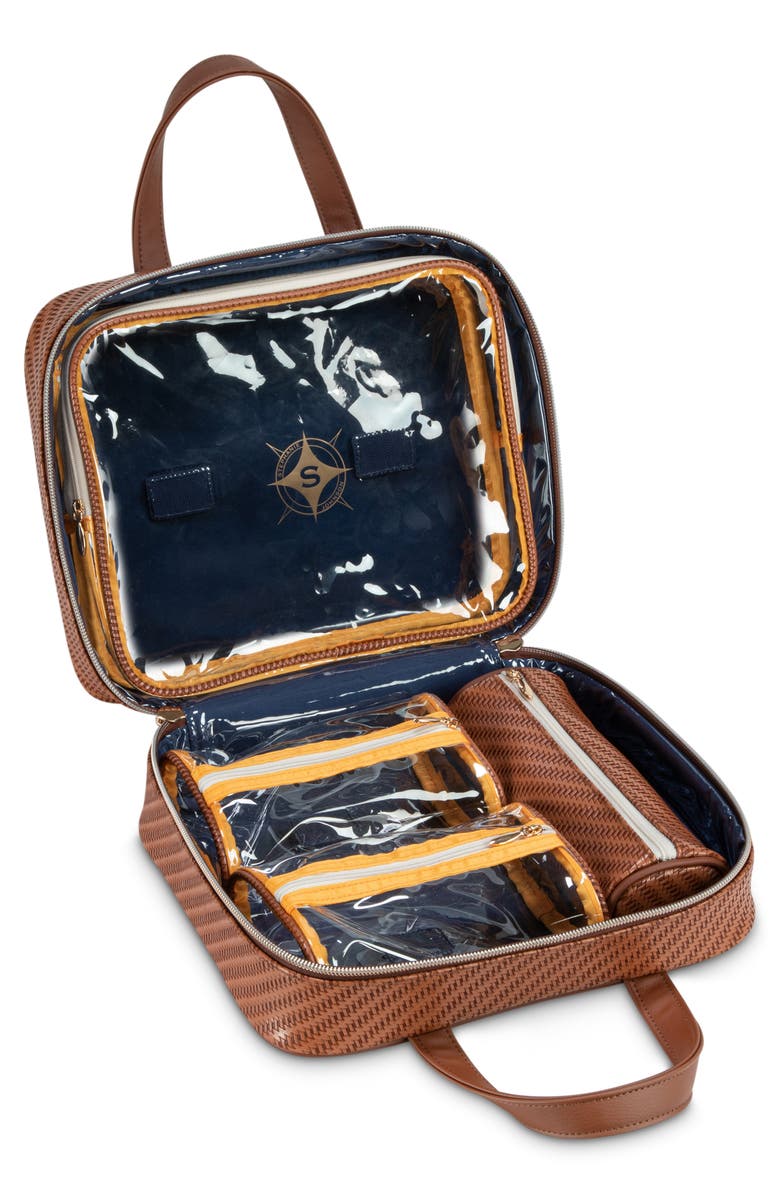 Stephanie Johnson Rosewood Cognac Martha Large Makeup Case, Alternate, color, Cognac