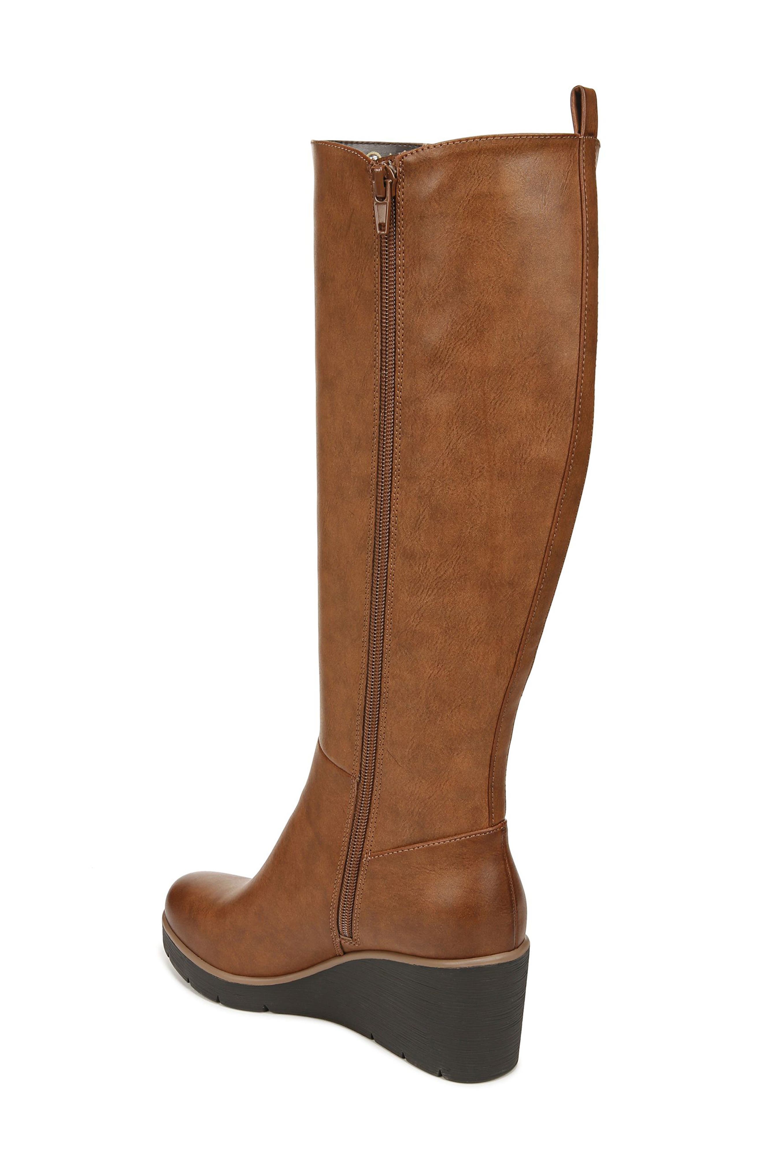 Adrian Knee High Wedge Boot, Alternate, color, TOFFEE BROWN SYNTHETIC