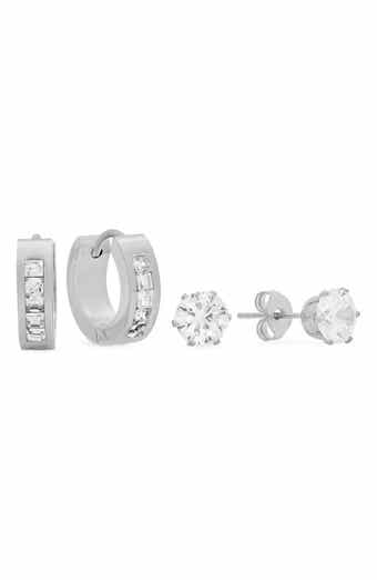 Men's Set of 2 Stud & Hoop Earrings