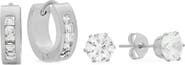 HMY JEWELRY Men's Set of 2 Stud & Hoop Earrings
