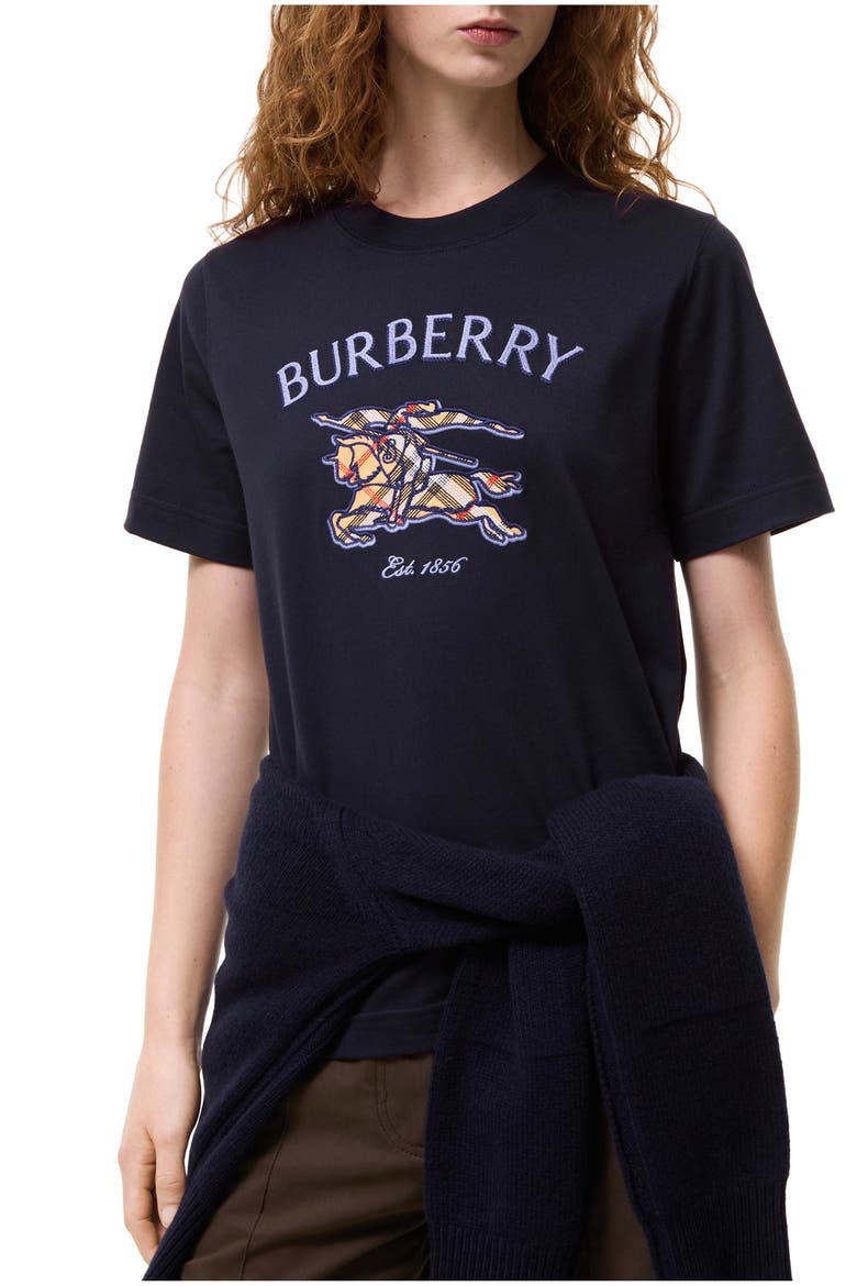 Knight Check Cotton T-shirt, Main, color, Iris purple