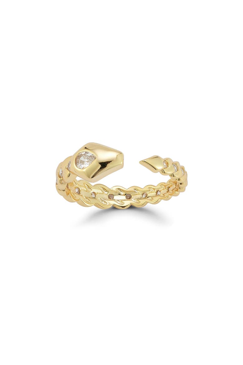 Snake Cubic Zirconia Split Shank Ring, Main, color, GOLD