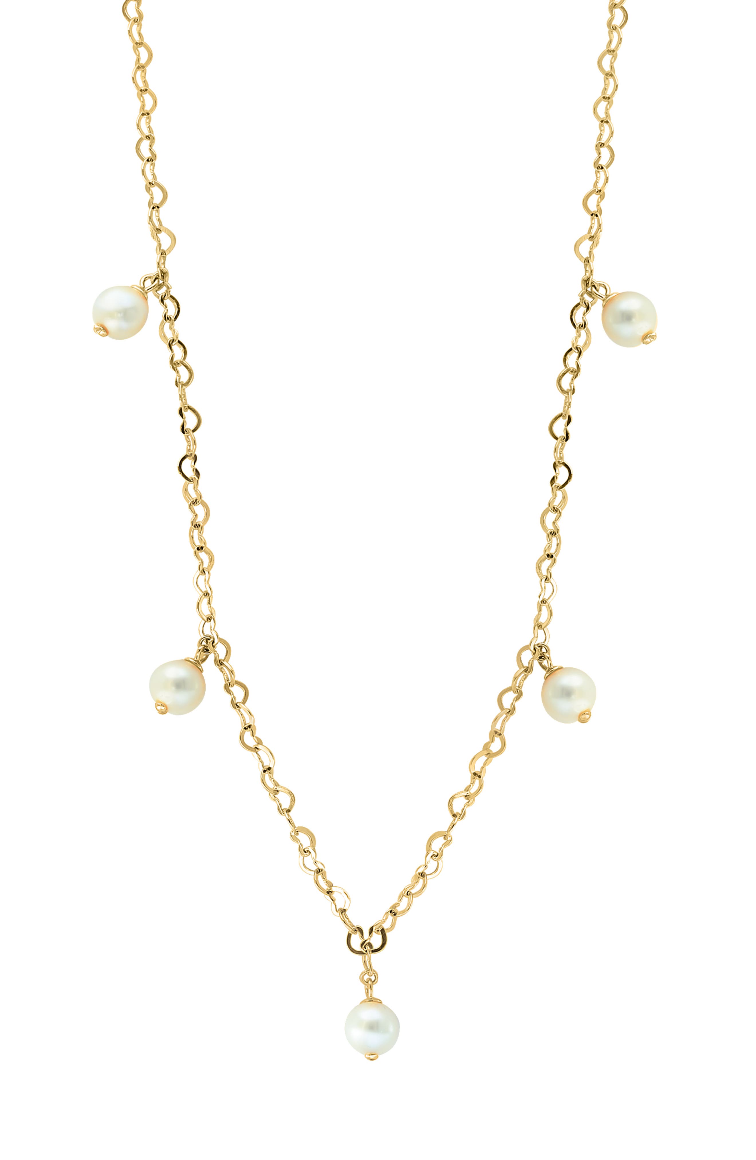EFFY Freshwater Pearl Station Heart Chain Necklace