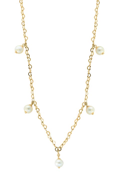 Freshwater Pearl Station Heart Chain Necklace