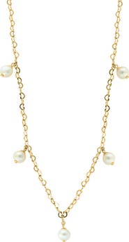EFFY Freshwater Pearl Station Heart Chain Necklace