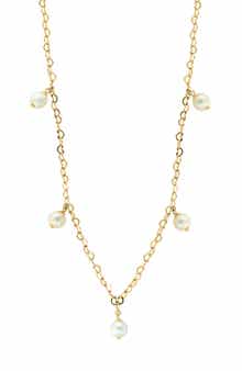 EFFY Freshwater Pearl Station Heart Chain Necklace