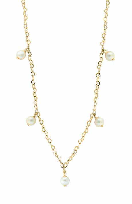 EFFY Freshwater Pearl Station Heart Chain Necklace