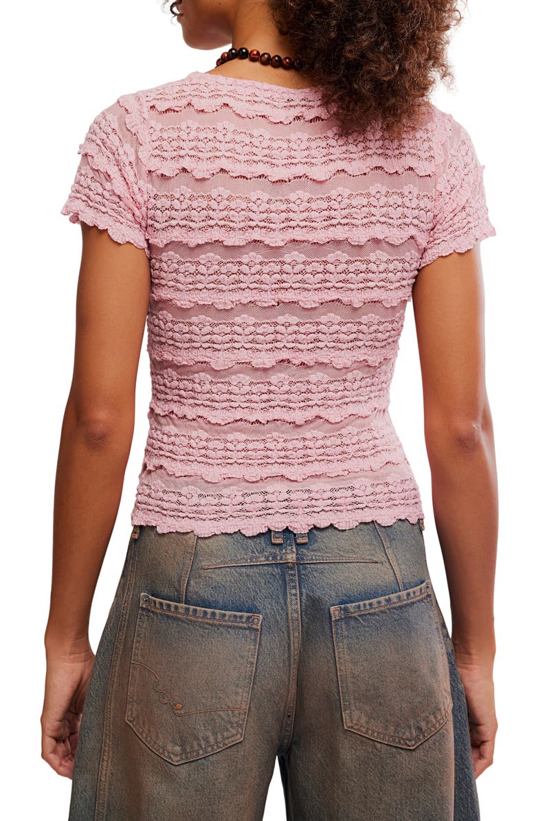 Free People Angelina Mixed Lace Top, Alternate, color, Blushing Coral