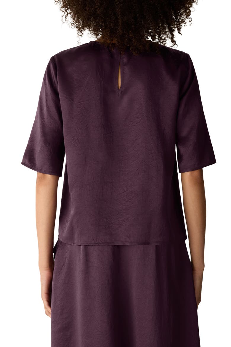 Round Neck Elbow Sleeve Top, Alternate, color, PURPLE CARROT