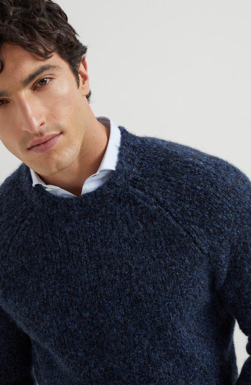 Brunello Cucinelli Long Sleeve Wool Cashmere Sweater In Blue