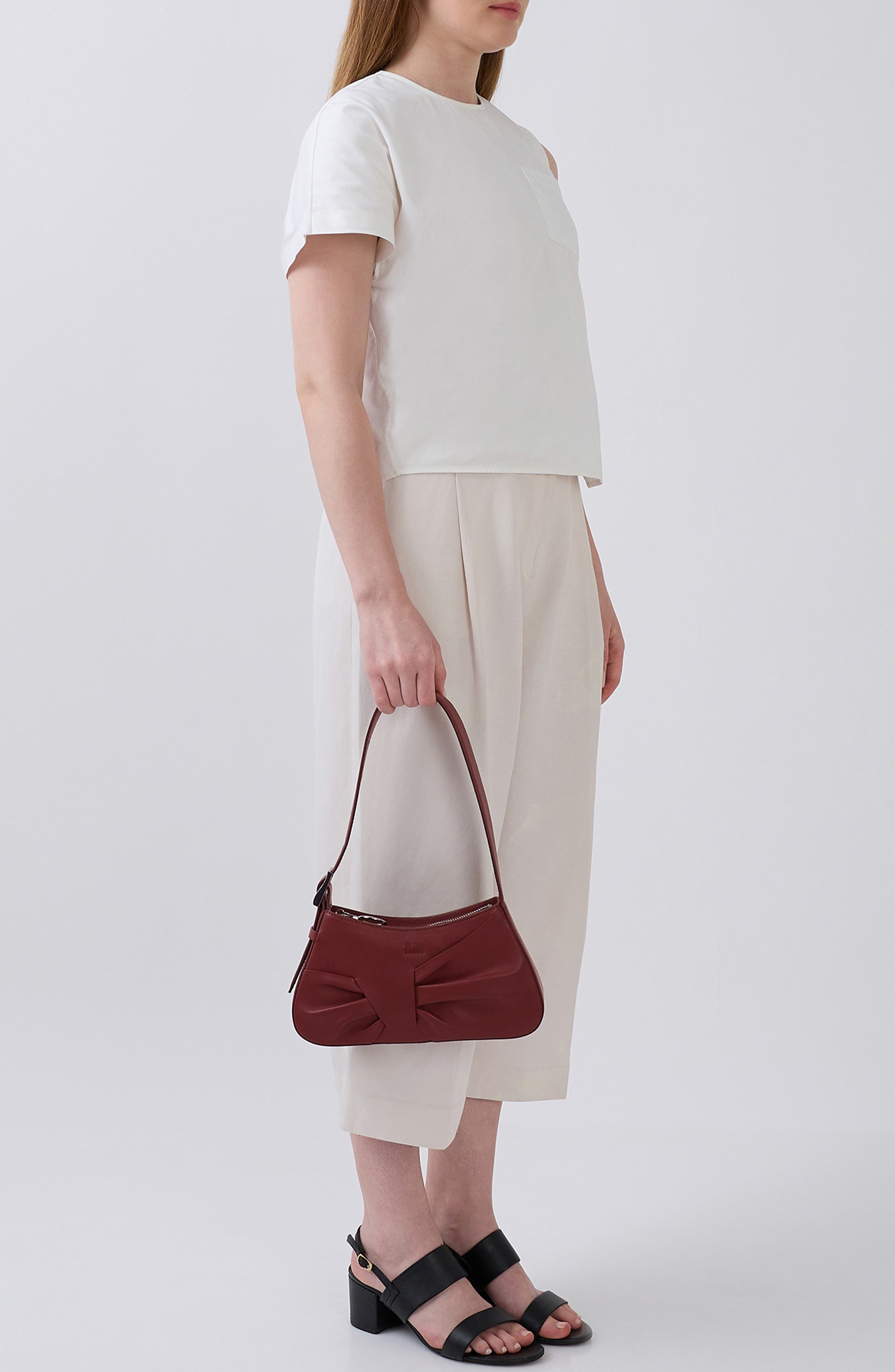 Mini Leena Leather Shoulder Bag, Alternate, color, BRICK