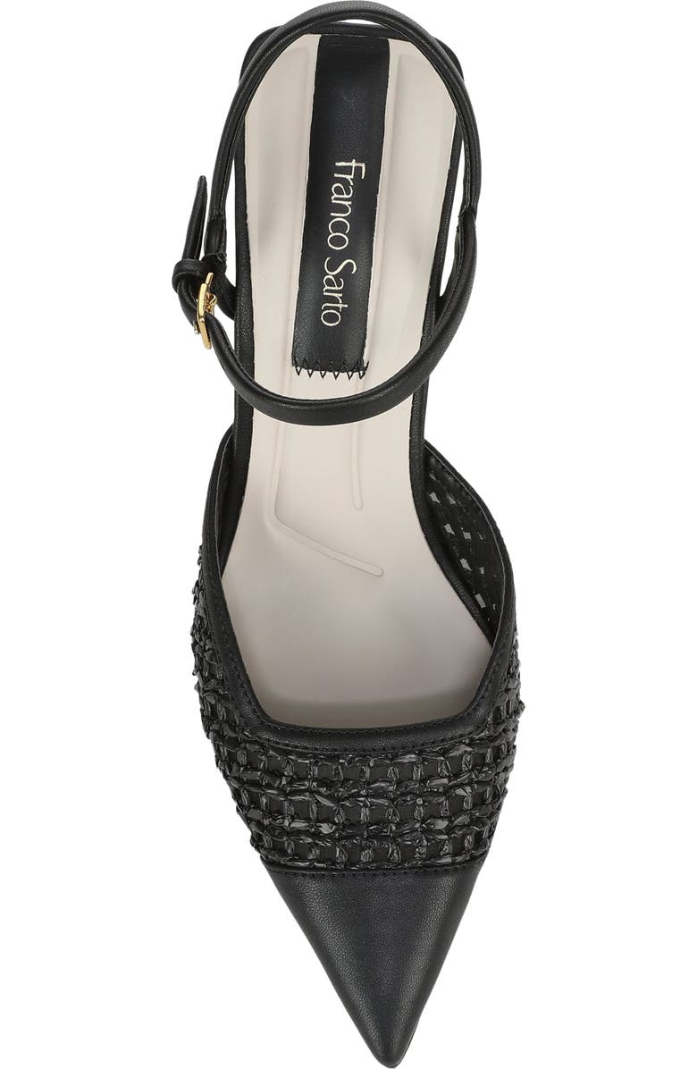 Franco Sarto Cherie Ankle Strap Pointed Cap Toe Wedge Pump, Alternate, color, Black