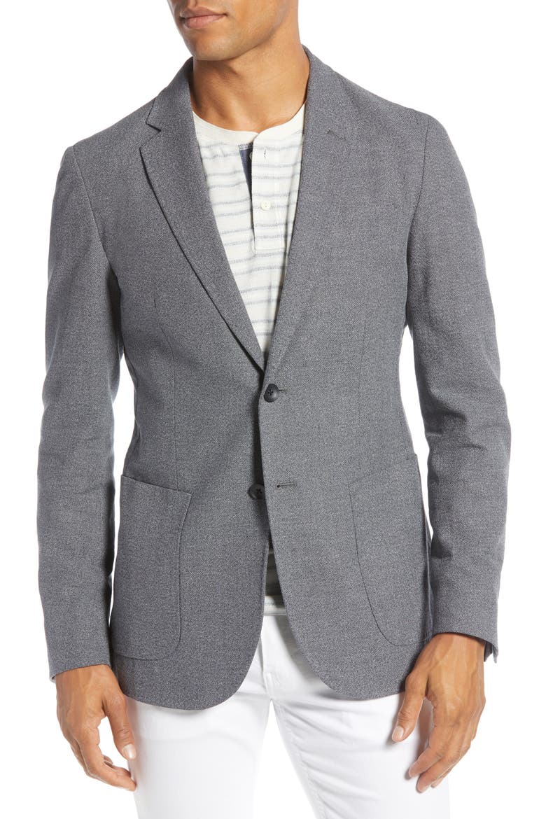Extra Slim Fit Mélange Cotton & Linen Sport Coat, Alternate, color, BLACK WHITE TEXTURE
