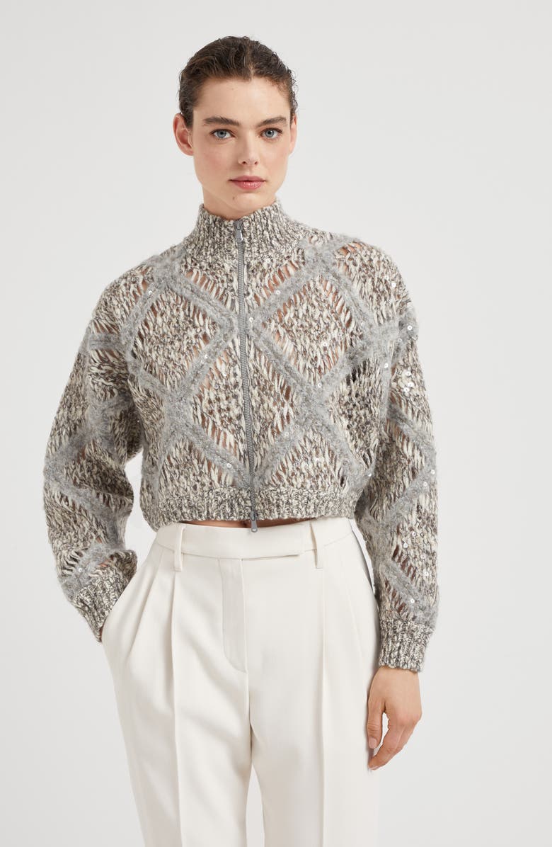 Brunello Cucinelli Dazzling Embroidery cardigan, Alternate, color, 