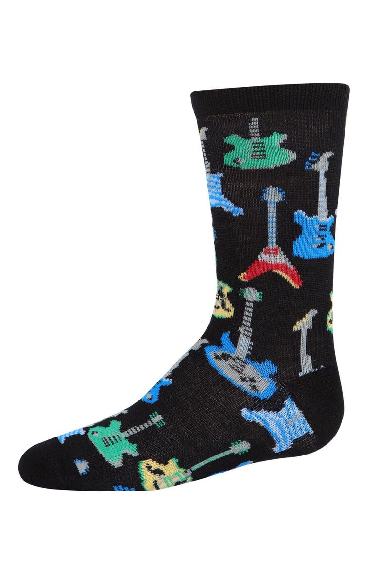 MeMoi Guitar Blend Crew Socks, Main, color, Black