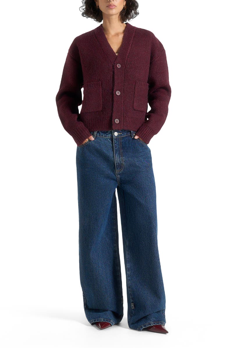 Manière De Voir Charlie Unisex Knitted Cardigan, Alternate, color, Wine Red