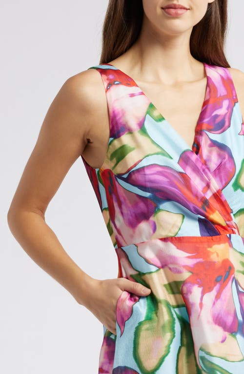 Julia Jordan Floral Sleeveless A-line Gown In Pink Multi