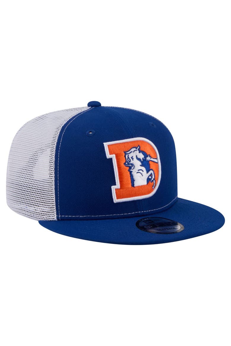 Men's New Era  Royal Denver Broncos Core Team 9FIFTY Trucker Snapback Hat, Alternate, color, Royal