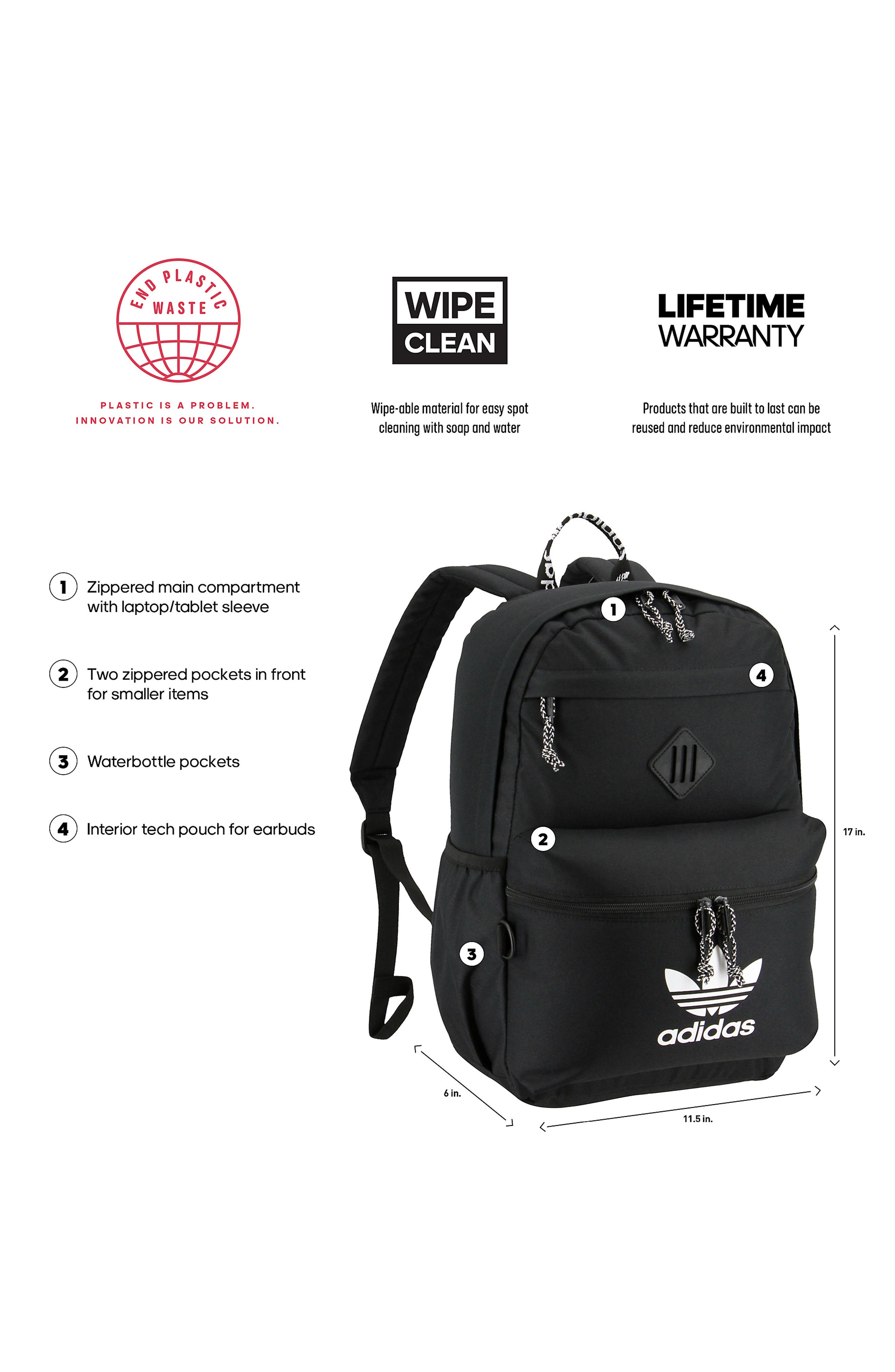 Originals Trefoil 2.0 Backpack, Alternate, color, BLACK