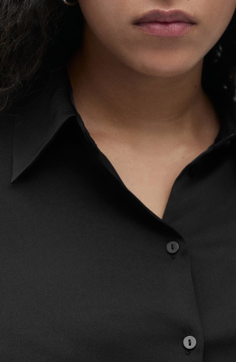 MANGO Satin Button-Up Shirt, Alternate, color, 