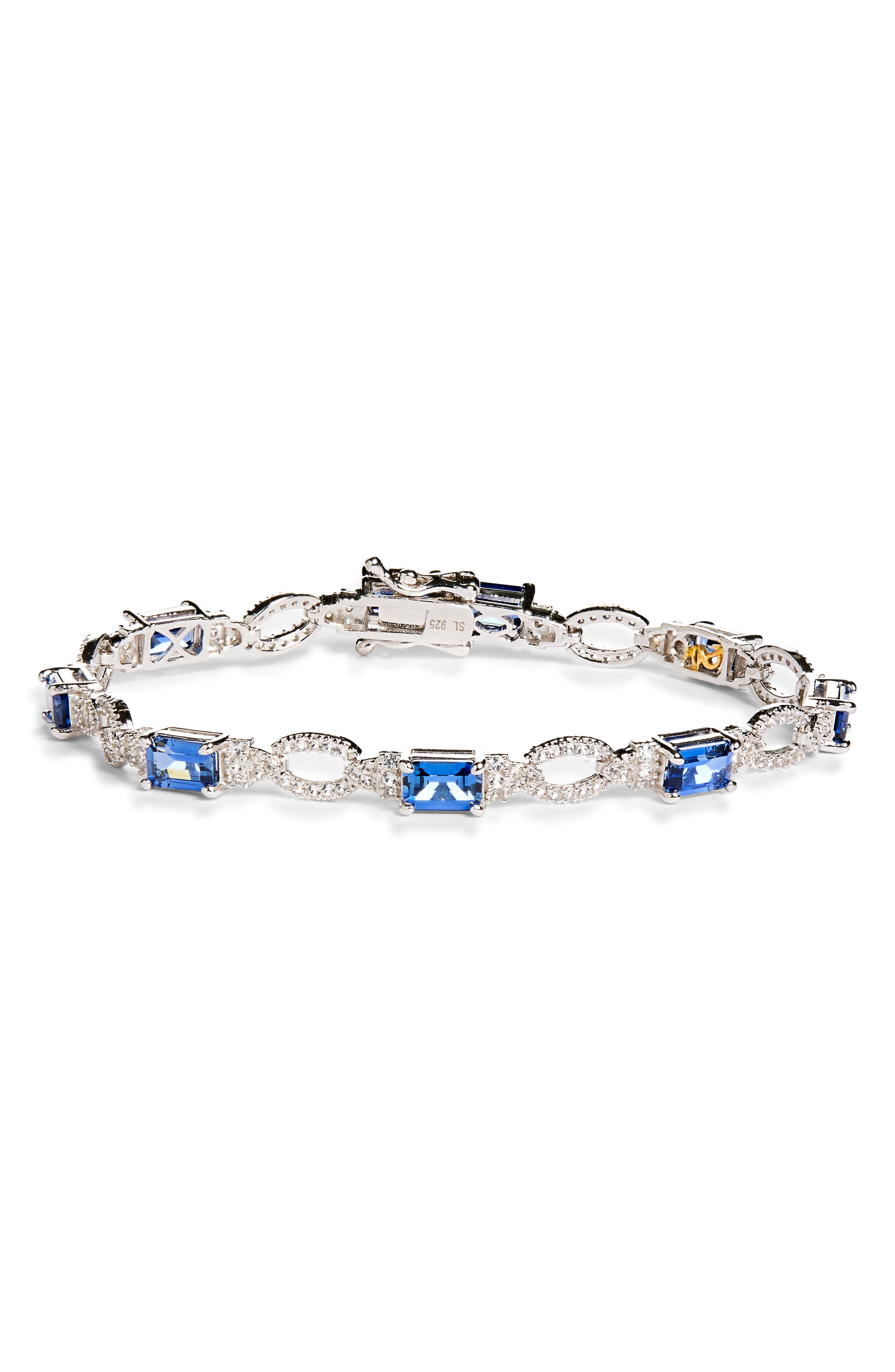 SUZY LEVIAN Sapphire & Lab Created White Sapphire Tennis Bracelet