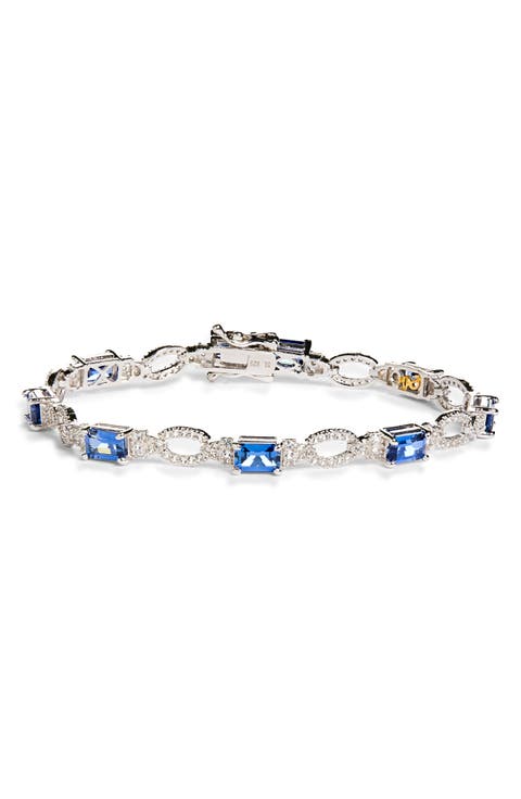 Sapphire & Lab Created White Sapphire Tennis Bracelet