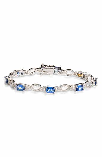 SUZY LEVIAN Emerald Cut Sapphire Tennis Bracelet
