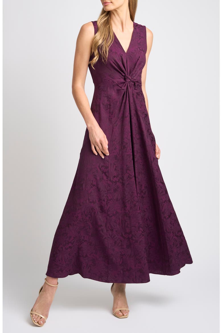 Front Knot Jacquard Maxi Dress, Main, color, WINTER BLOOM