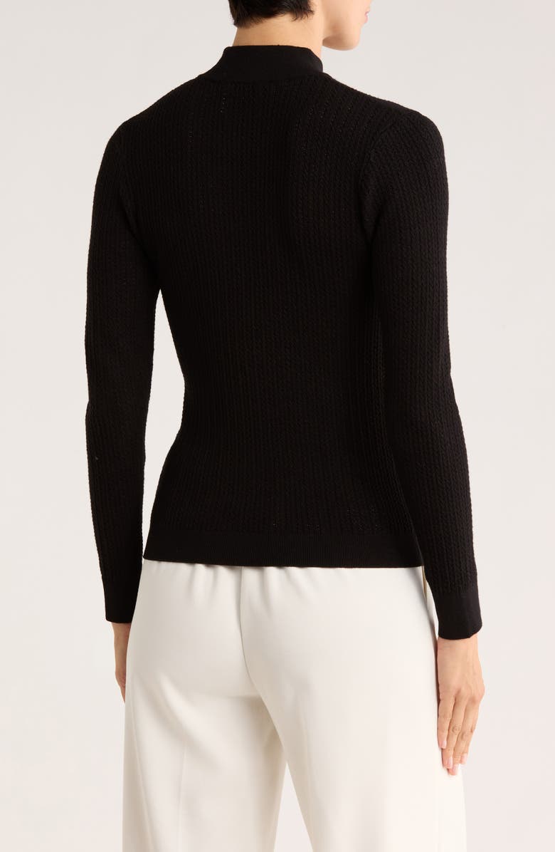ELIE ELIE TAHARI Mock Neck Pointelle Sweater, Alternate, color, Black