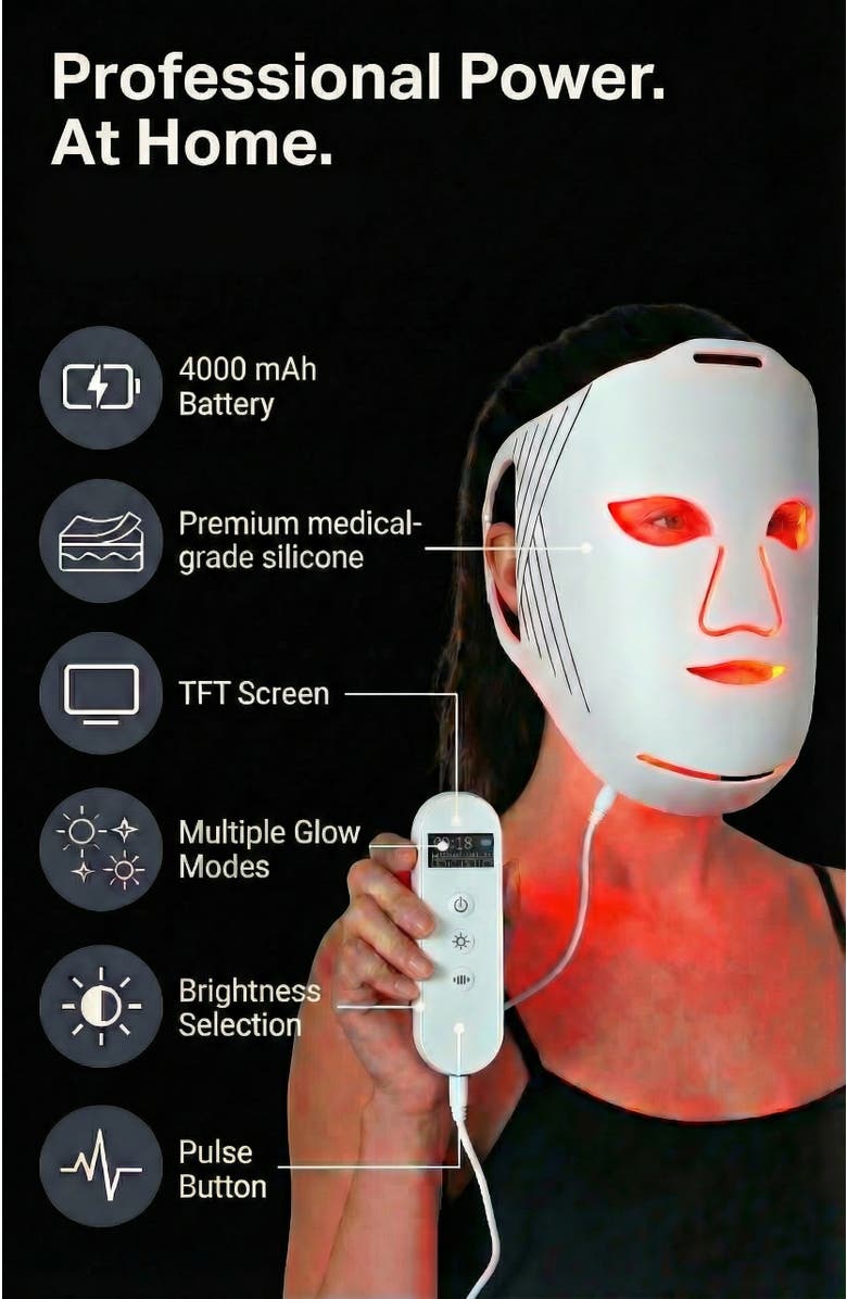 Lovery 5D Liquid Silicone LED Light Therapy Face Mask - Red, Blue & Near-Infrared Light - Skin Rejuvenation & Acne Care, Alternate, color, White