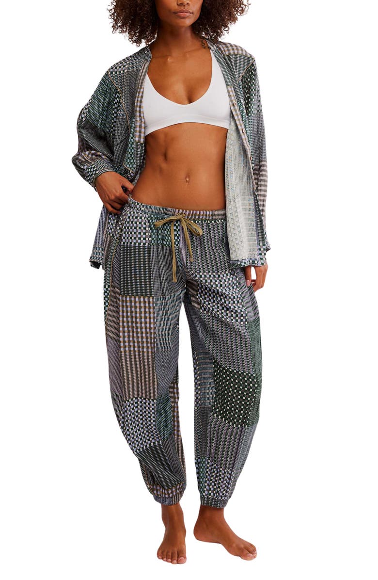 Free People Night After Night Pajama Pants, Alternate, color, Chambray Combo