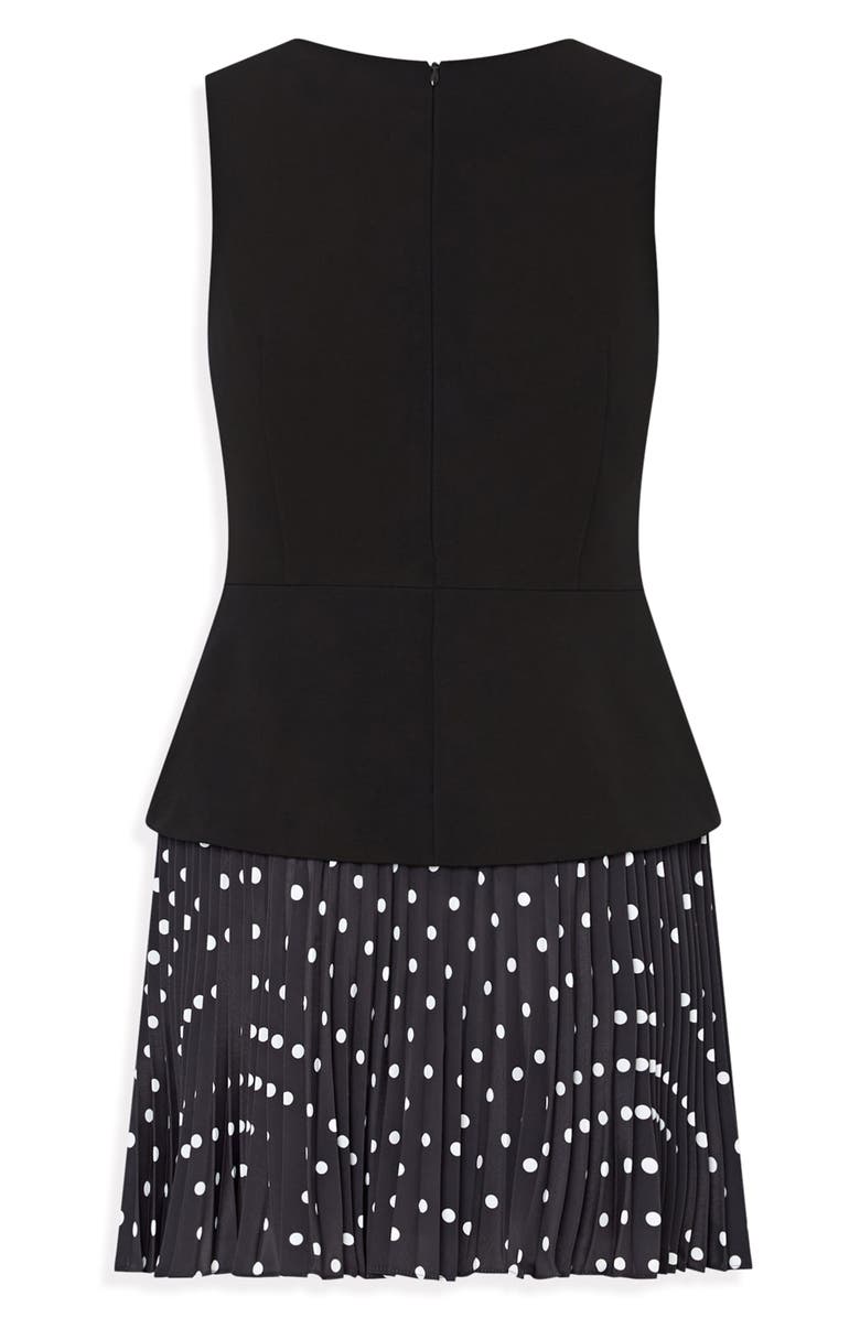 Milly Haddy Dot Print Pleated Minidress, Alternate, color, Black/ White