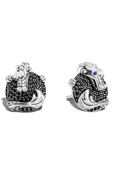 Naga Black Sapphire Sterling Silver Stud Earrings