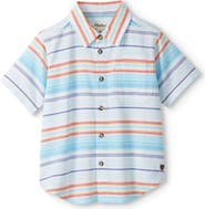 Hatley Kids' Sunset Stripes Short Sleeve Cotton Button-Up Shirt