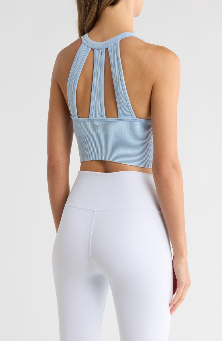 YOGALICIOUS Stone Wash Rib Seamless Day Sports Bra, Alternate, color, Blue Bell