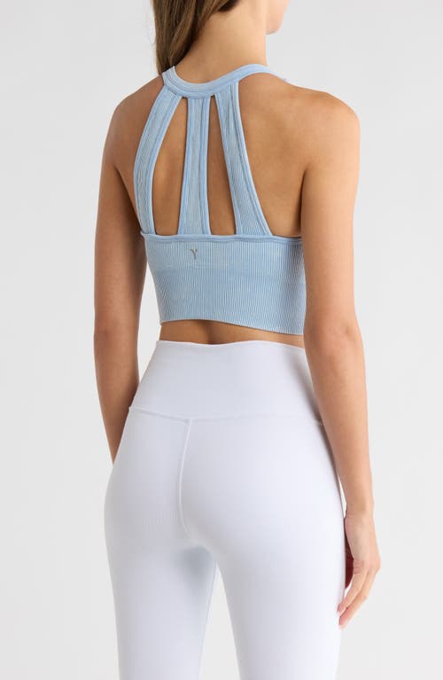 Yogalicious Stone Wash Rib Seamless Day Sports Bra In Blue